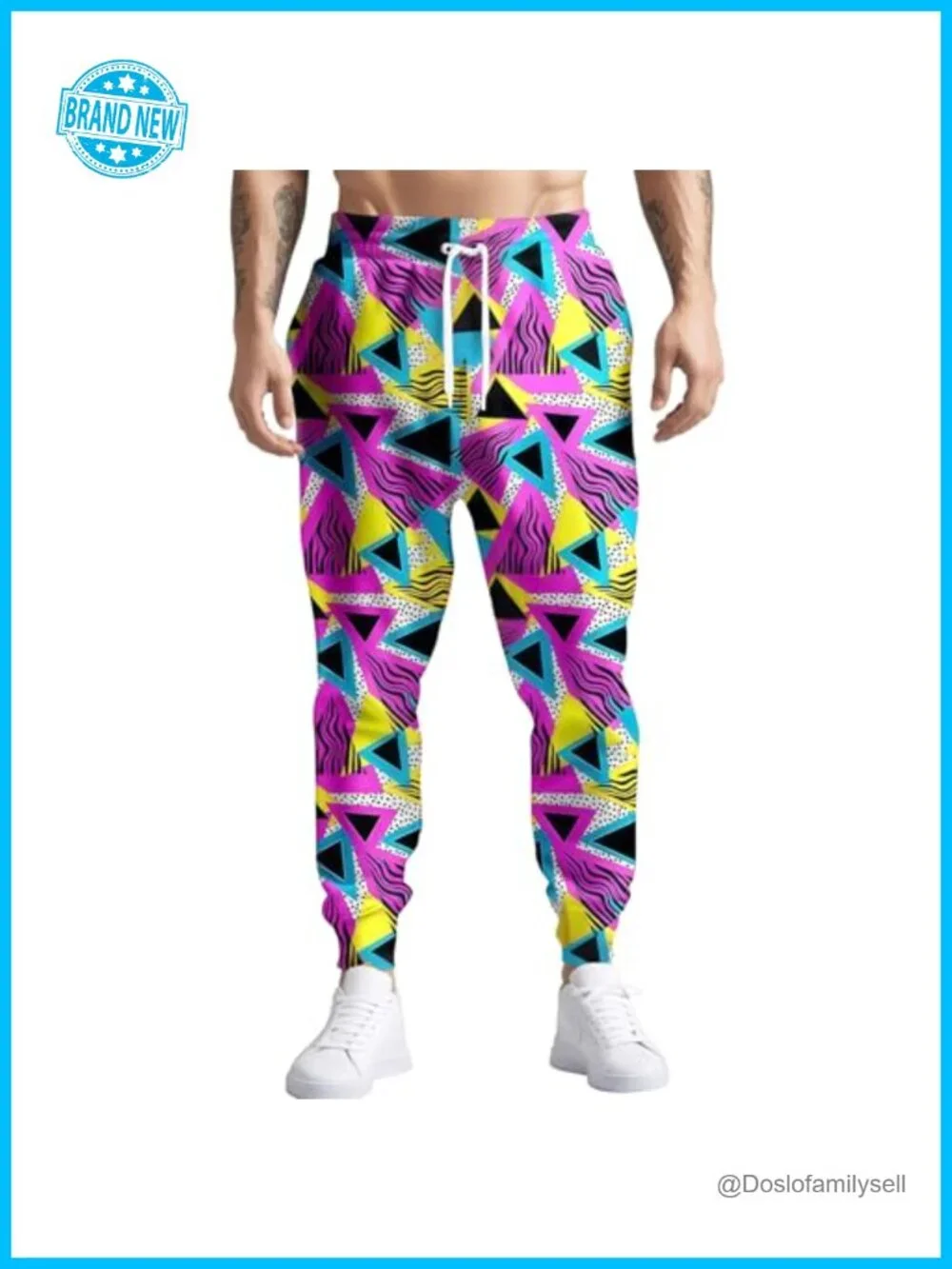 Retro 80s 90s Men's Joggers Sweatpants with Pockets Funny Print